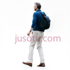 男人,休闲,蓝色上衣, 白色裤子PNG