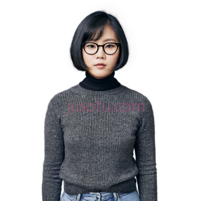 亚洲女性,短发,眼镜, PNG