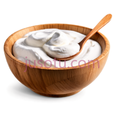 希腊酸奶,木碗,勺子PNG