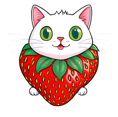 猫形草莓,卡通, PNG