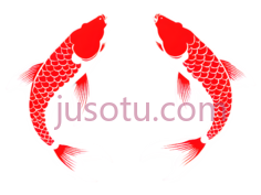 锦鲤,插画,红色PNG