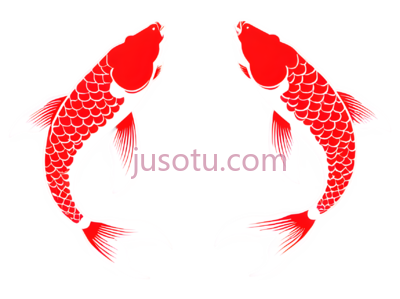 锦鲤,插画,红色, PNG