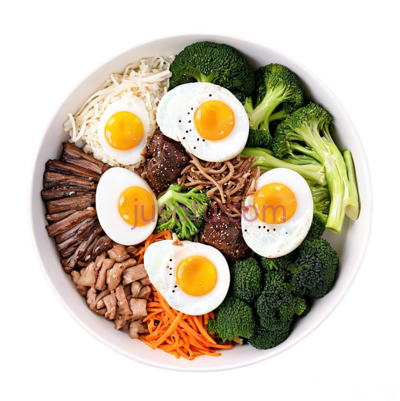美食,半熟蛋,石锅拌饭,西兰花, PNG