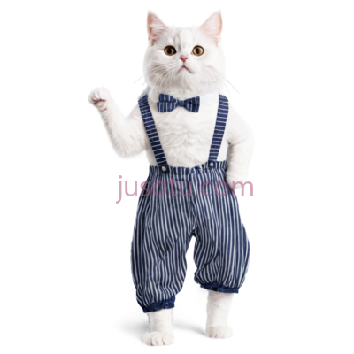 猫,穿着背带裤,领结,白色, PNG