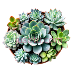 多肉植物,水彩画PNG
