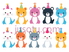 彩色动物,狮子,长颈鹿,象,猴子,猫, PNG