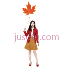 女人,休闲,红色外套, 黄色裙子PNG