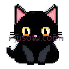 猫,像素,黑色PNG