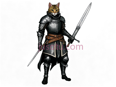 猫骑士,盔甲,银色, PNG