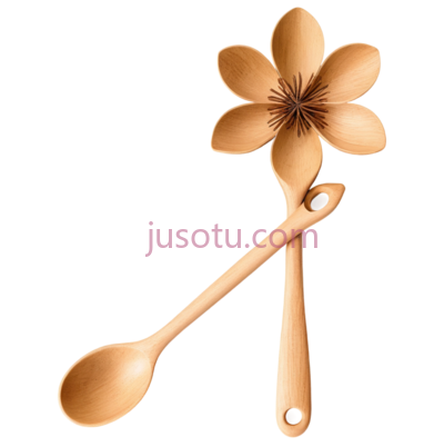 木质,花形,筷子,木勺, PNG