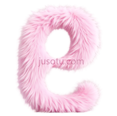字母e,毛绒,粉色, PNG