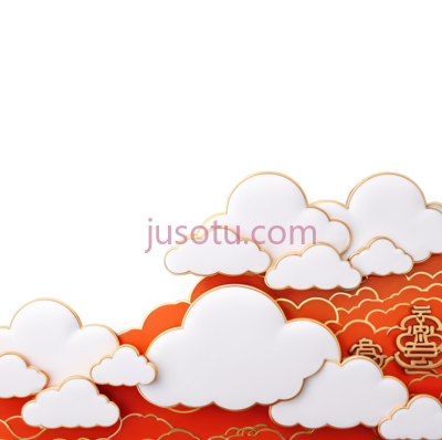 云,剪纸,白色,红色, PNG