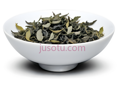 手卷乌龙茶叶,茶碗, PNG