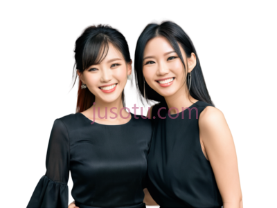 两位年轻女性,优雅,黑色, PNG