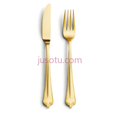 哑光金色餐具, PNG