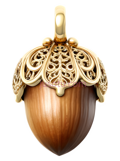 橡子吊坠,复古,金色,棕色, PNG