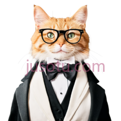 猫,戴眼镜,穿礼服,橘色PNG