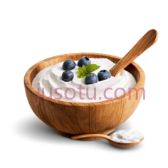 希腊酸奶,木碗,勺子PNG