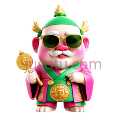 财神爷,卡通,绿色,粉色,金色PNG
