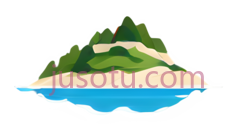 岛屿,卡通,绿色,白色,蓝色PNG