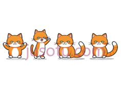 卡通猫,可爱,橙色,白色PNG