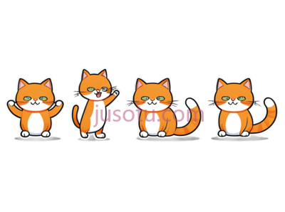 卡通猫,可爱,橙色,白色, PNG