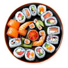 寿司,日式料理,橙色,白色,绿色PNG