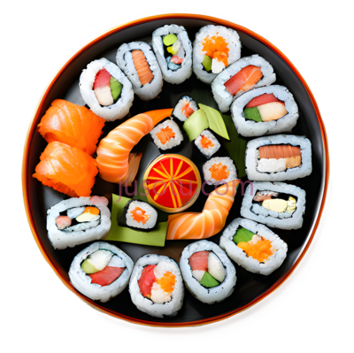 寿司,日式料理,橙色,白色,绿色, PNG