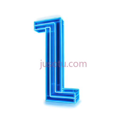 字母L,3D霓虹灯,蓝色, PNG