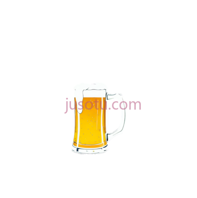啤酒杯,卡通,黄色液体, 白色泡沫, PNG
