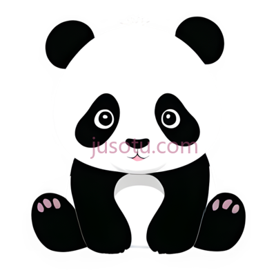 熊猫,卡通,黑白, PNG