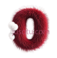 字母O,毛绒,红色,白色PNG