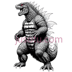 哥斯拉,卡通,黑白PNG