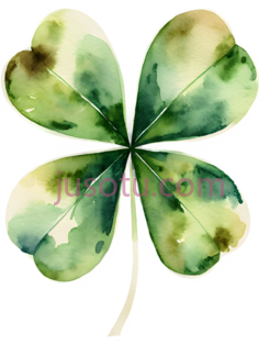 四叶草,水彩画,绿色PNG