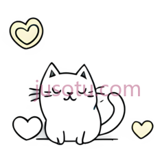 卡通猫咪,可爱,白色PNG