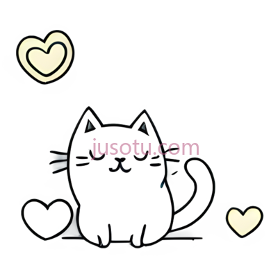 卡通猫咪,可爱,白色, PNG
