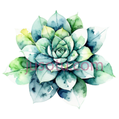 多肉植物,水彩画,绿色PNG