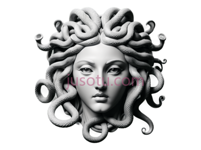 美杜莎头像,雕刻,白色, PNG