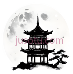 塔,月亮,插画,黑白PNG