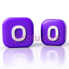 字母O,3D立体方块,紫色PNG