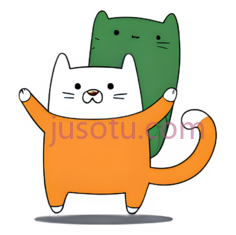 卡通猫,可爱,橙色,白色,绿色PNG