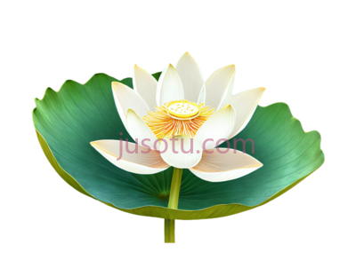 荷花,卡通,白色,绿色, PNG