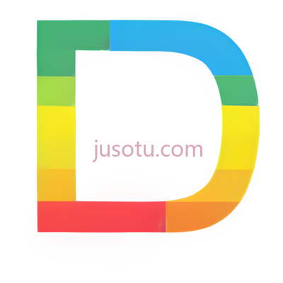 字母D,多彩渐变,绿色,蓝色,黄色,红色, PNG