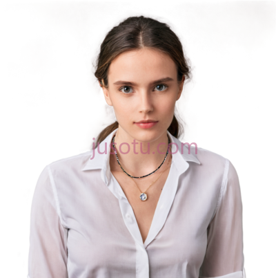 年轻女人上半生衬衫项链, PNG