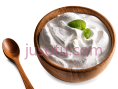 希腊酸奶,木碗,勺子PNG