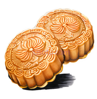 月饼,中式糕点,金黄色, PNG