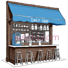 咖啡店,现代,蓝色,白色PNG