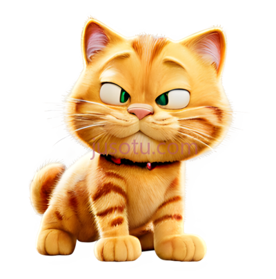 卡通小猫,可爱,橙色, PNG
