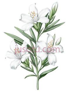 百合花,插画,白色PNG