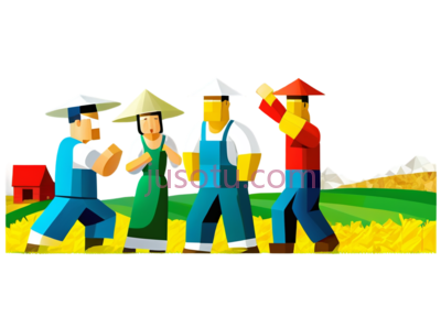 农民,卡通,红色上衣, 蓝色裤子, PNG